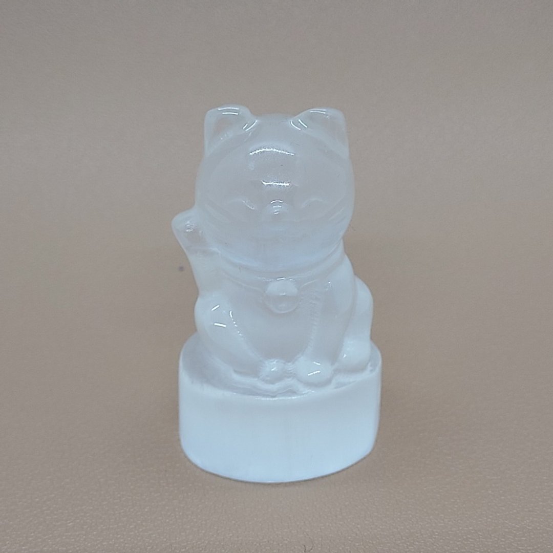 摩洛哥透石膏石招财猫 - 去除负能量 提升空间 - 摆饰 - 水晶 