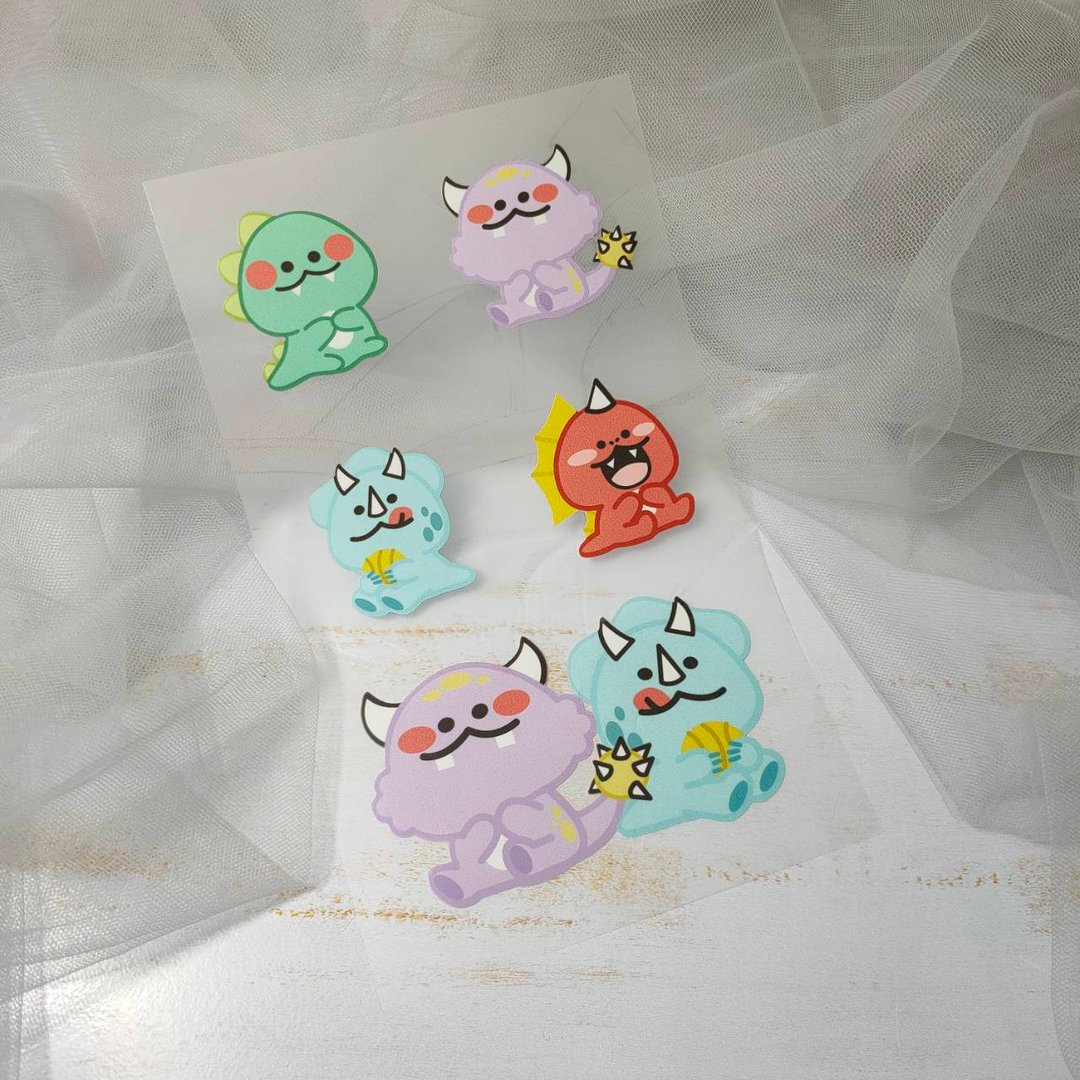 布用泡泡球恐龙烫画贴 拼布印花贴纸 - 贴纸 - 防水材质 
