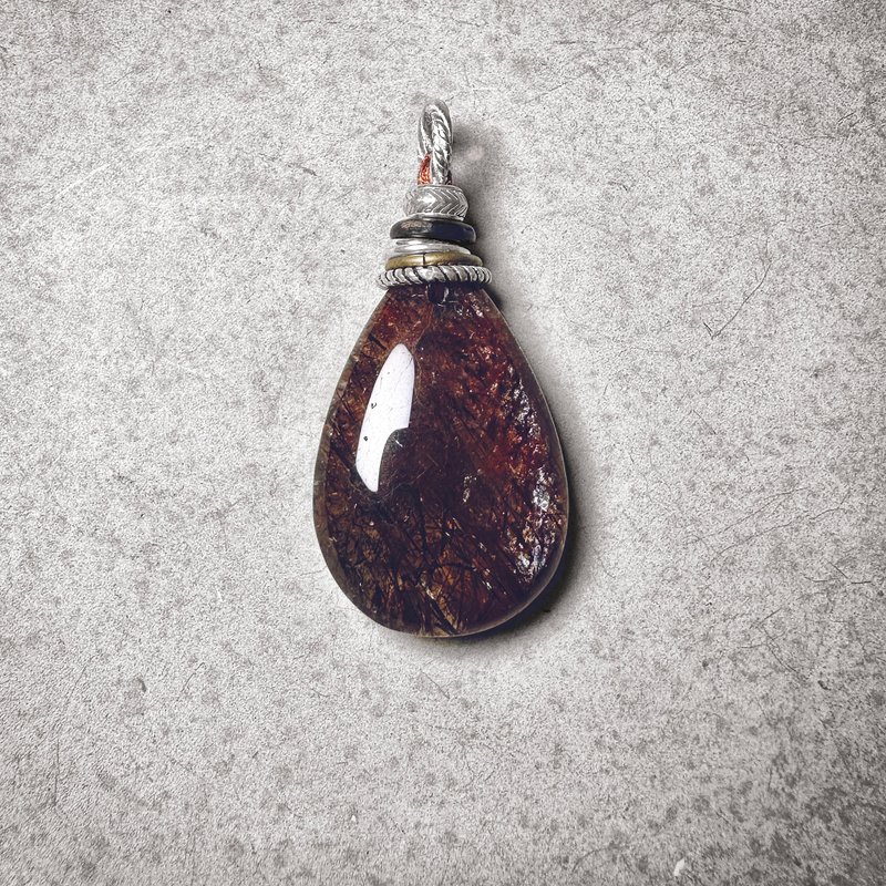 黑金超 铜银制吊坠 - 项链 - 半宝石 