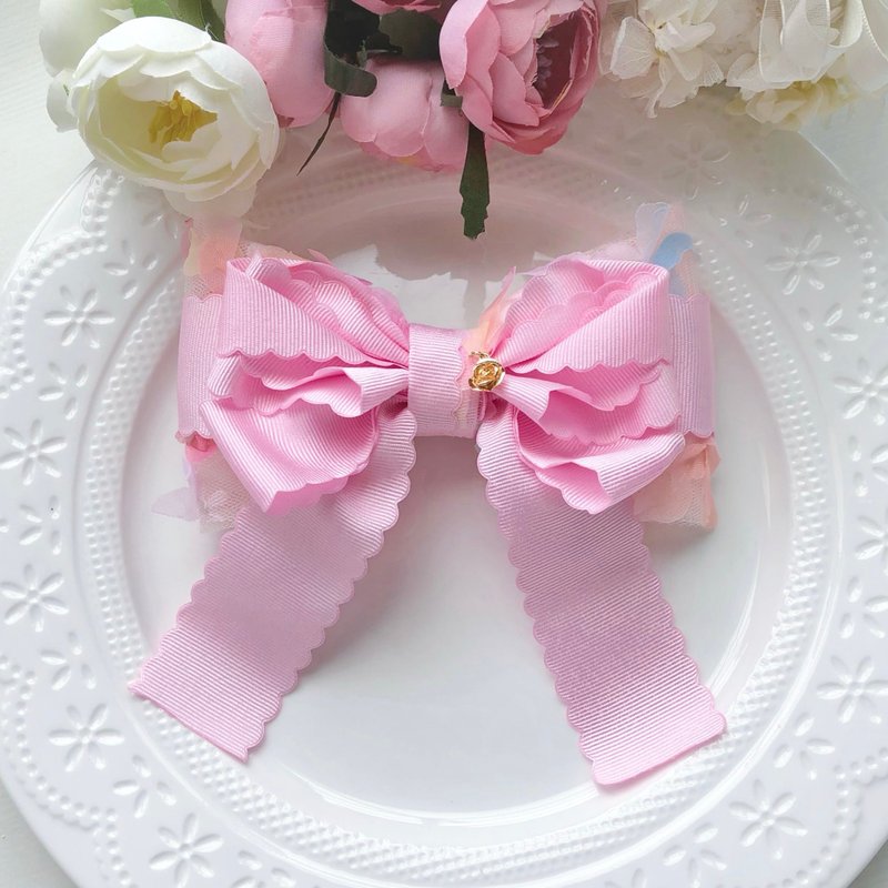 梦幻蕾丝网纱蝴蝶结发夹发饰-粉红色 - 发饰 - 其他材质 粉红色