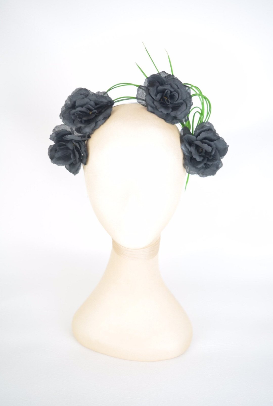 Flower Crown Boho Bridal Headband Modern Flower Roses in Punk Gothic Black - 发饰 - 其他材质 黑色