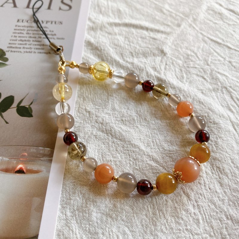 【Cinnamonmon 希娜梦梦】安全感 | 水晶香氛手机吊饰 | 手机挂绳 - 挂绳/吊绳 - 宝石 灰色