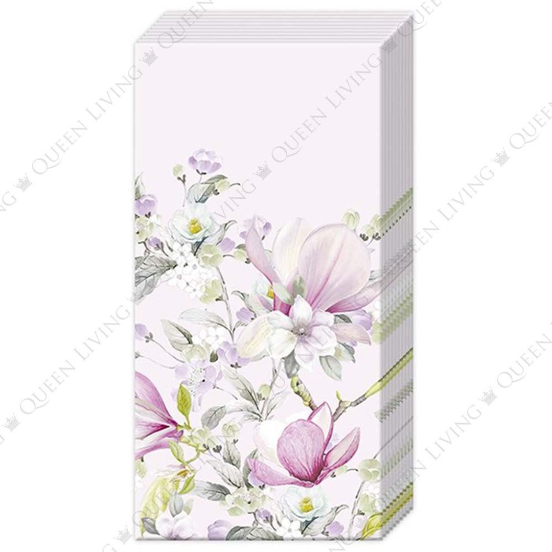 德国 IHR-21*21cm纸手帕-浪漫玉兰花浅玫瑰 - 餐垫/桌巾 - 纸 多色