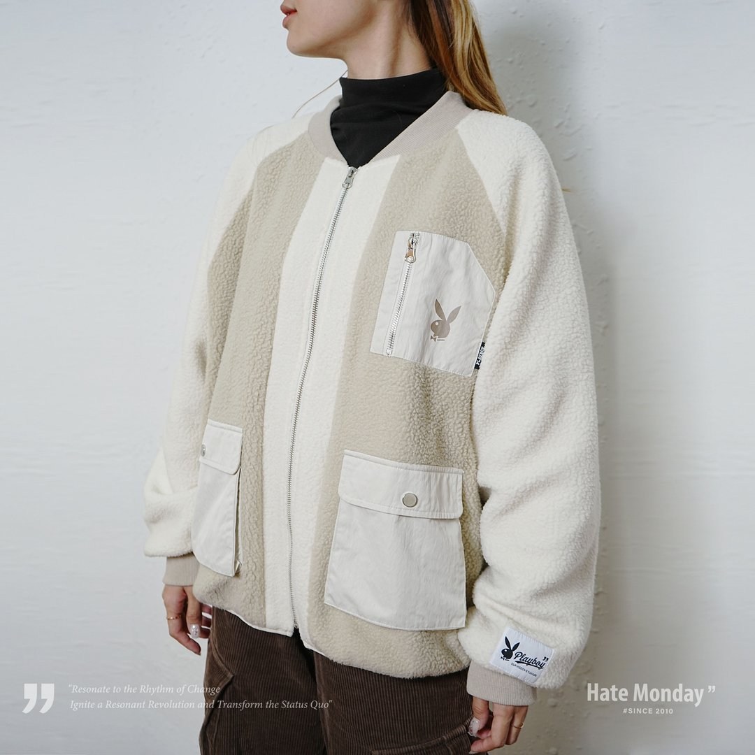 Hate Monday'' X PLAYBOY - JACKET(PBHMFW24J61) - 中性连帽卫衣/T 恤 - 棉 银色
