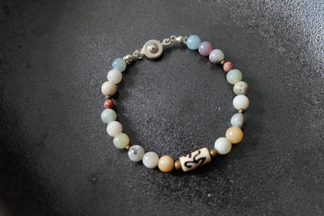 2.Handmade 6mm Mixed Natural Gemstone Round Beads Reiki Chakra Stretch Bracelet - 手链/手环 - 贵金属 