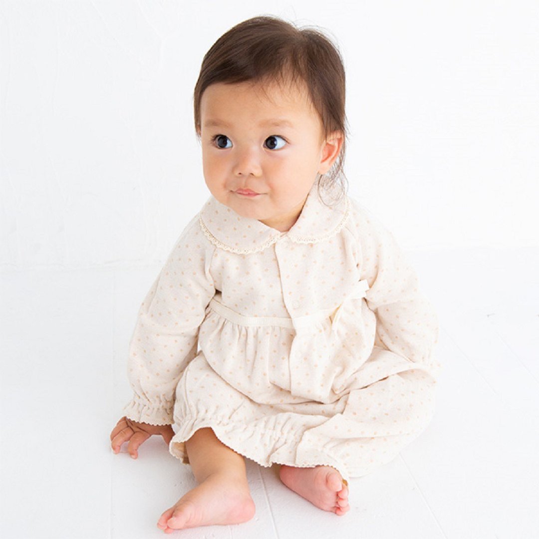 Y-1309 100% Organic Cotton Lace and Ribbon 2WAY Dress Made in Japan - 包屁衣/连体衣 - 棉 