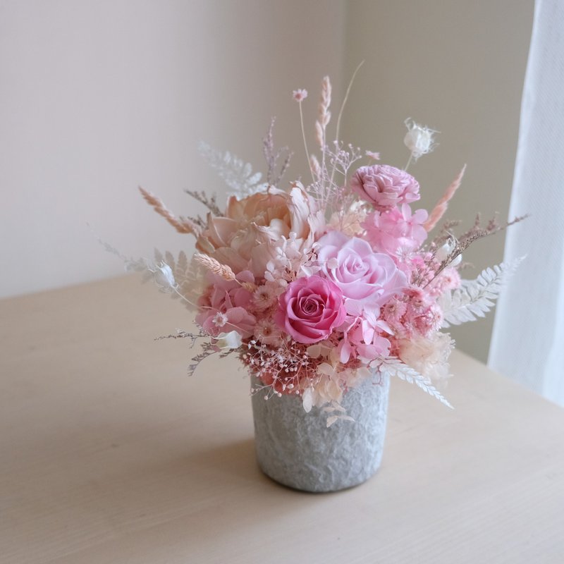 【干燥花盆花】永生花/祝贺/粉色/开幕盆花/盆花/少女/送礼/可爱 - 植栽/盆栽 - 植物．花 粉红色