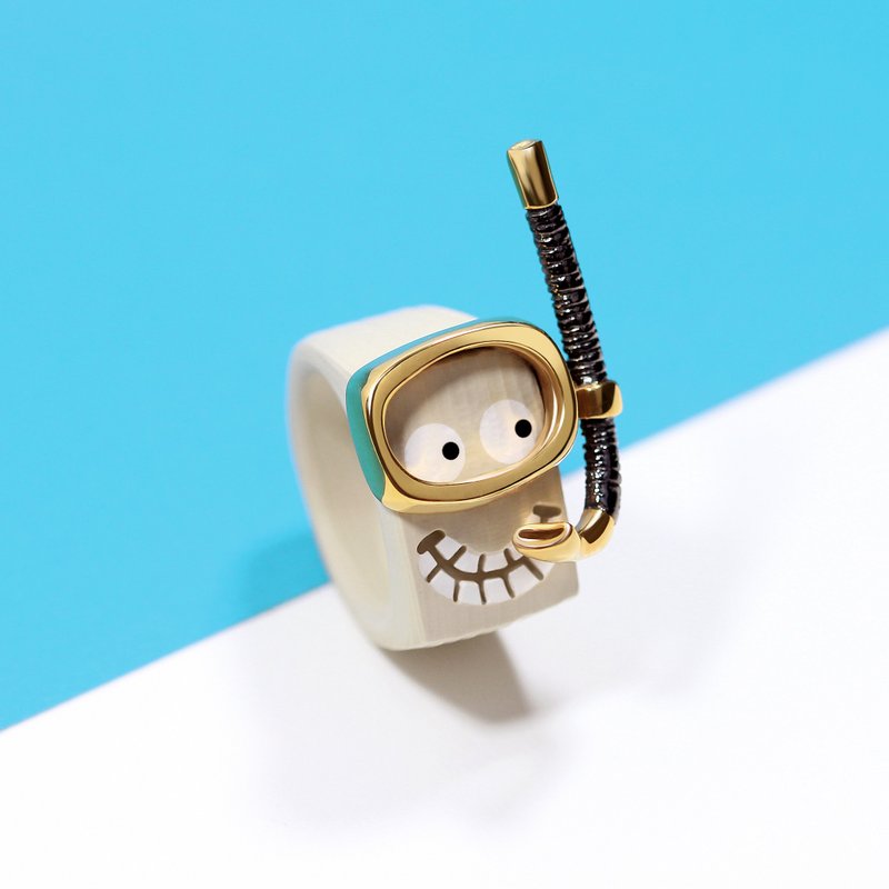 Snorkie | Sand beige - 戒指 - 防水材质 金色