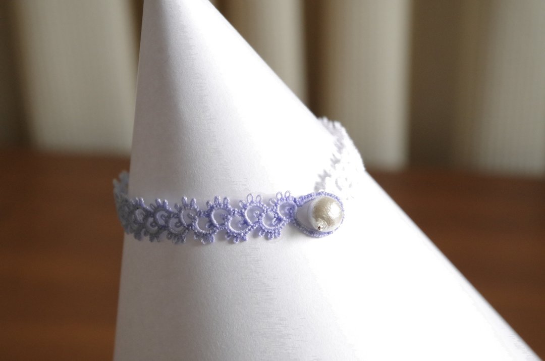 Tatting bracelet ・Hyacinth - 手链/手环 - 棉 蓝色