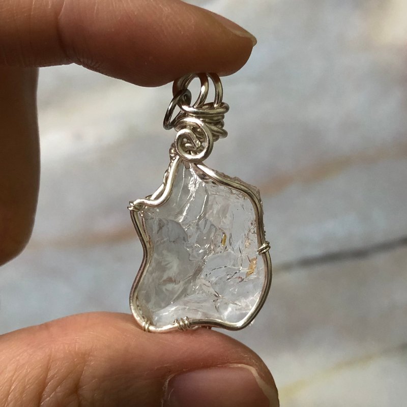 白水晶项链 天然水晶手作 - 项链 - 铜/黄铜 白色