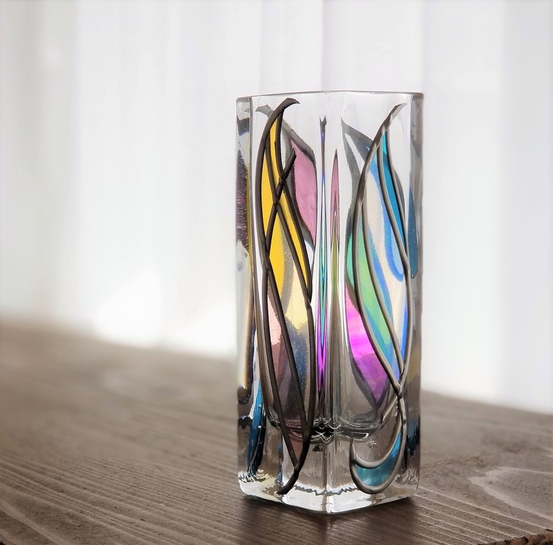Order: Single flower vase  Tall size, drop of light - 花瓶/陶器 - 玻璃 多色