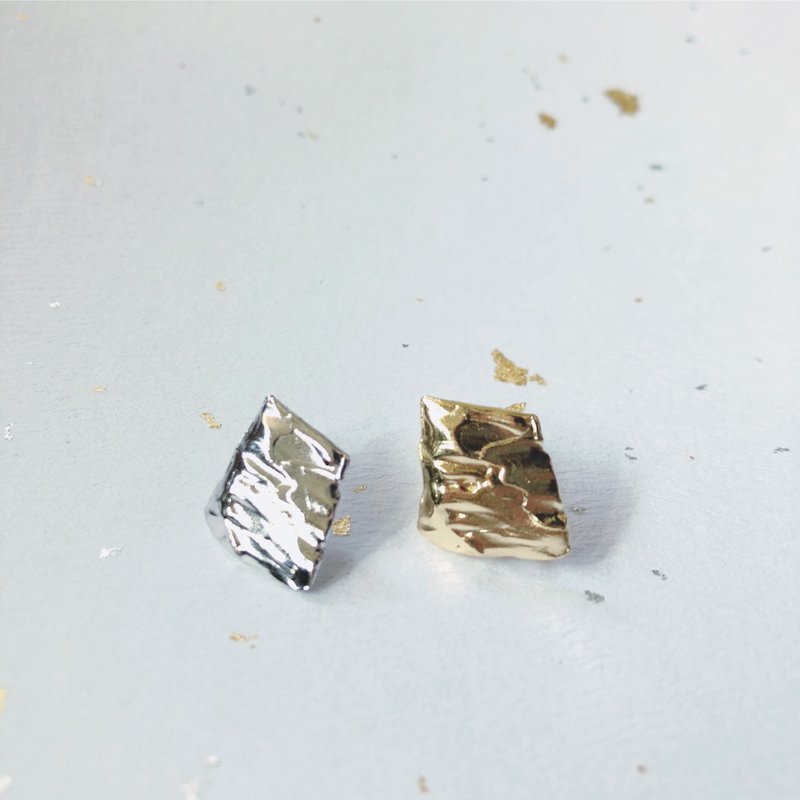 波光耳环 - 耳环/耳夹 - 纯银 金色