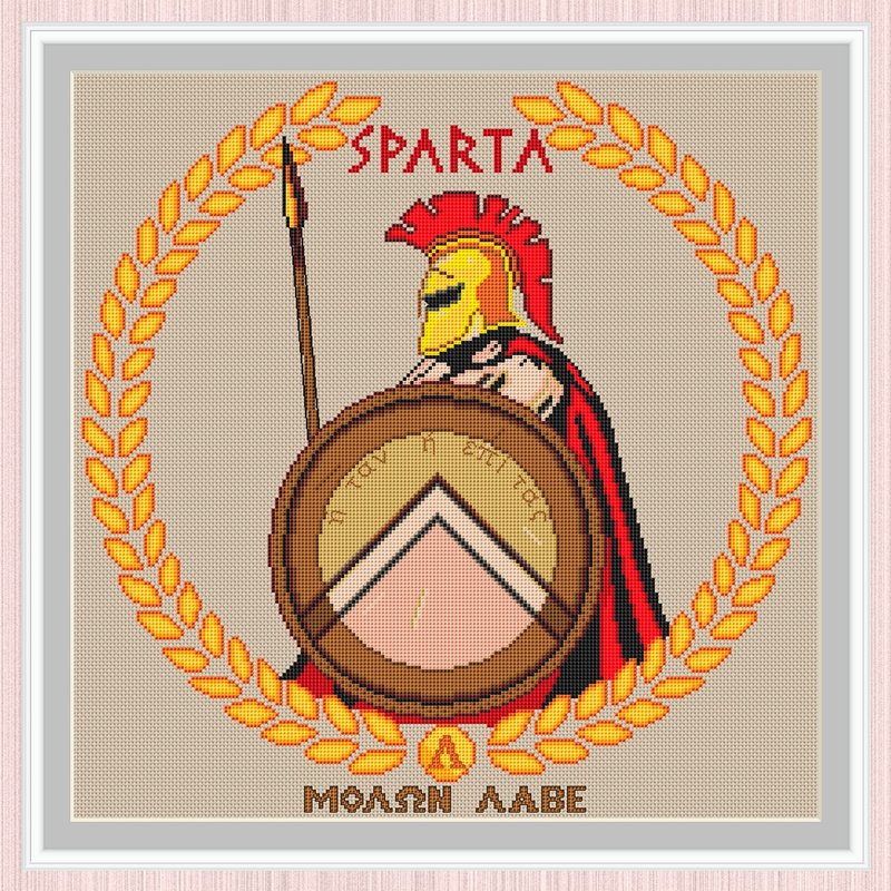 Spartan Warrior Cross Stitch Pattern | Lacedaemonian | MOLON LABE - 手工艺教程/工具书 - 其他材质 