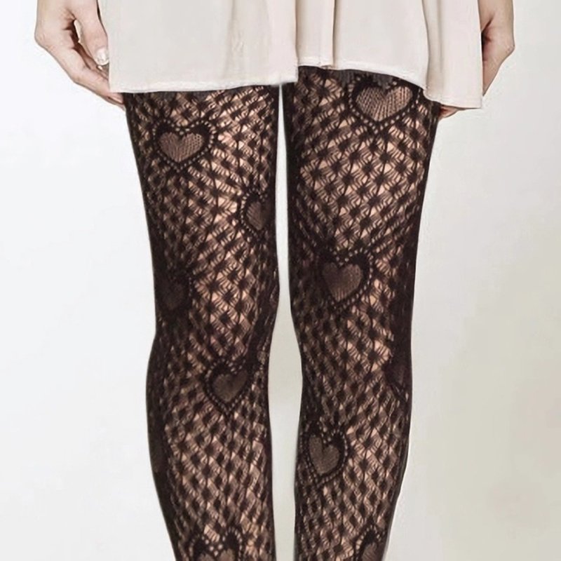 极细蕾丝编织造型网袜-爱心款 Y2K - 丝袜 - 尼龙 多色
