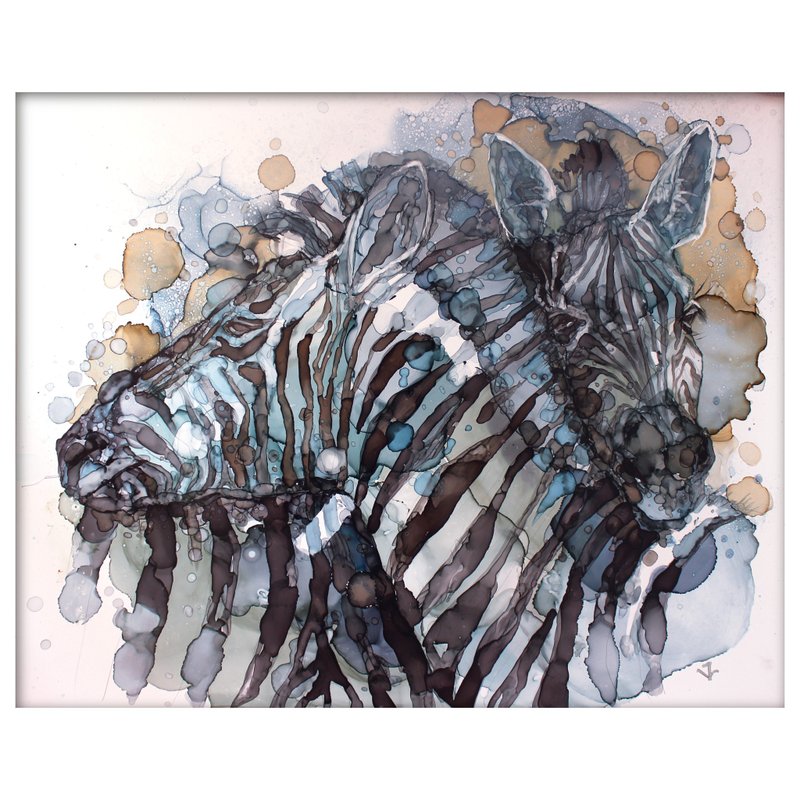 两只斑马的画 手绘的动物恋爱风水画 - 墙贴/壁贴 - 其他材质 灰色