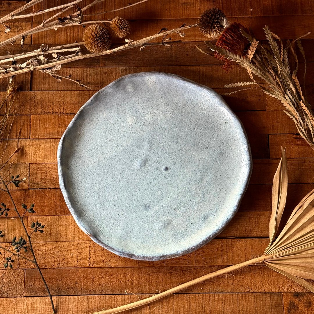 50048-独特手作陶盘 22.5cm  Unique hand built plate - 盘子/餐盘/盘架 - 陶 