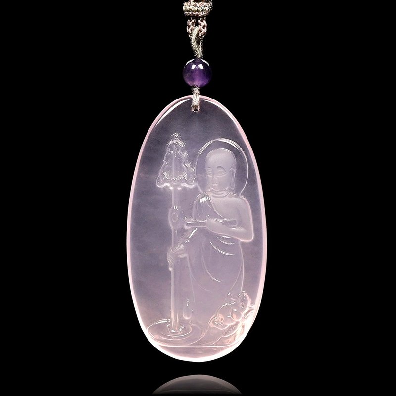 【正佳珠宝】粉晶 顶级冰粉晶 地藏王菩萨 30.1g 粉晶吊坠 - 项链 - 半宝石 多色