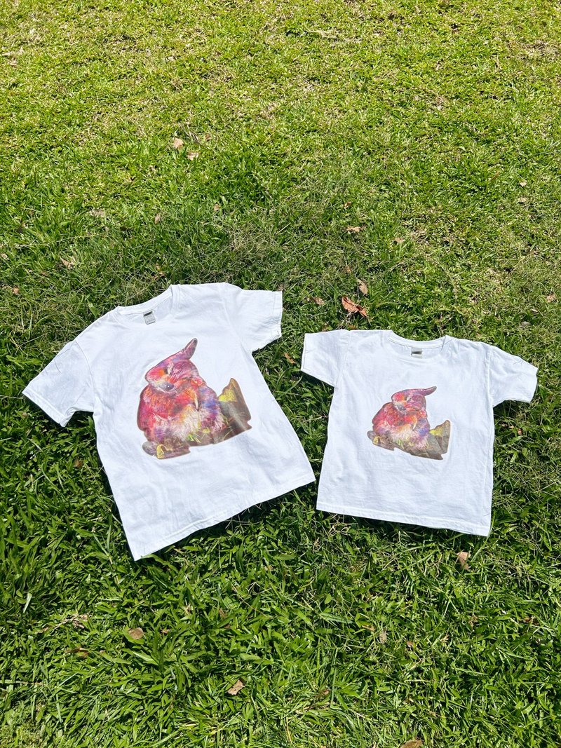 Honey兔  短T/纯棉/亲子装/情侣装/短袖/上衣/T恤/T-shirt - 其他 - 棉．麻 白色