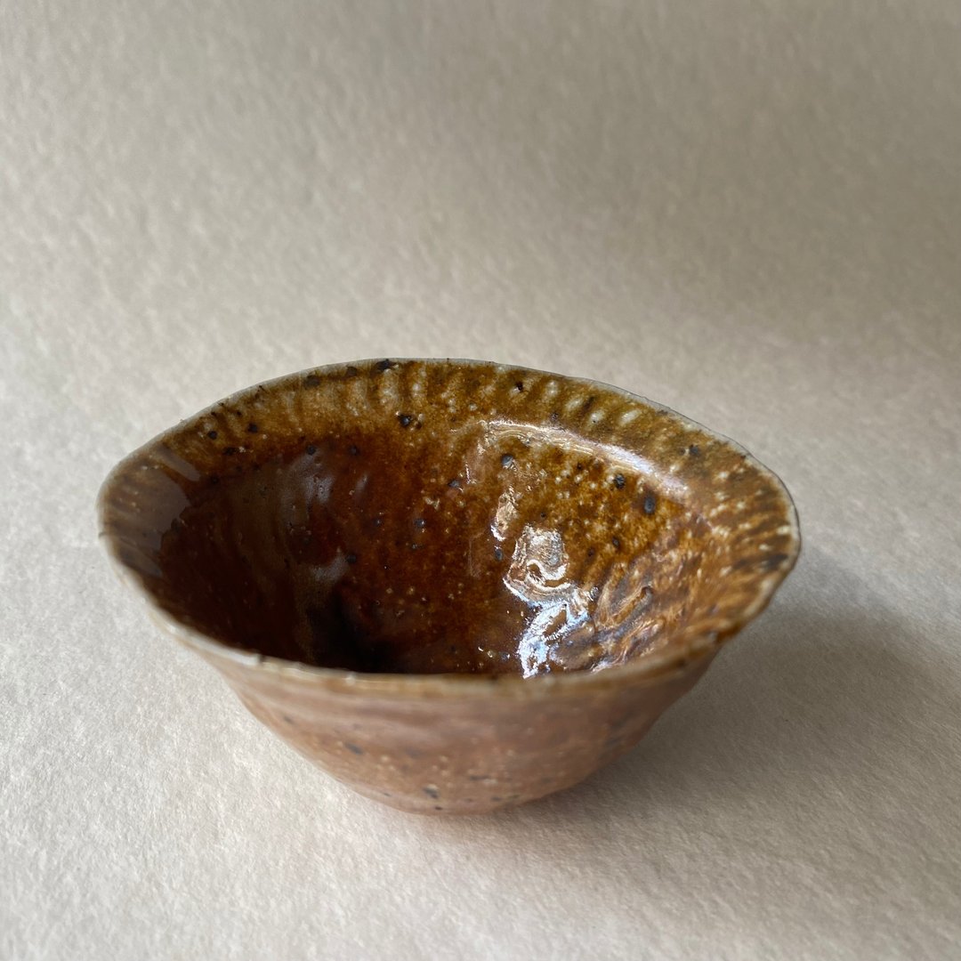 陶/柴烧/金黄栗子宽口小杯/附木盒 - 茶具/茶杯 - 陶 咖啡色