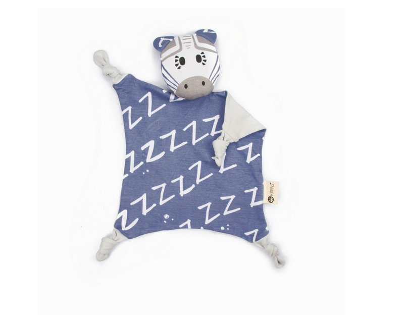 有机棉安抚巾 – 班尼斑马 BAM KIPPIN - 围嘴/口水巾 - 棉．麻 蓝色