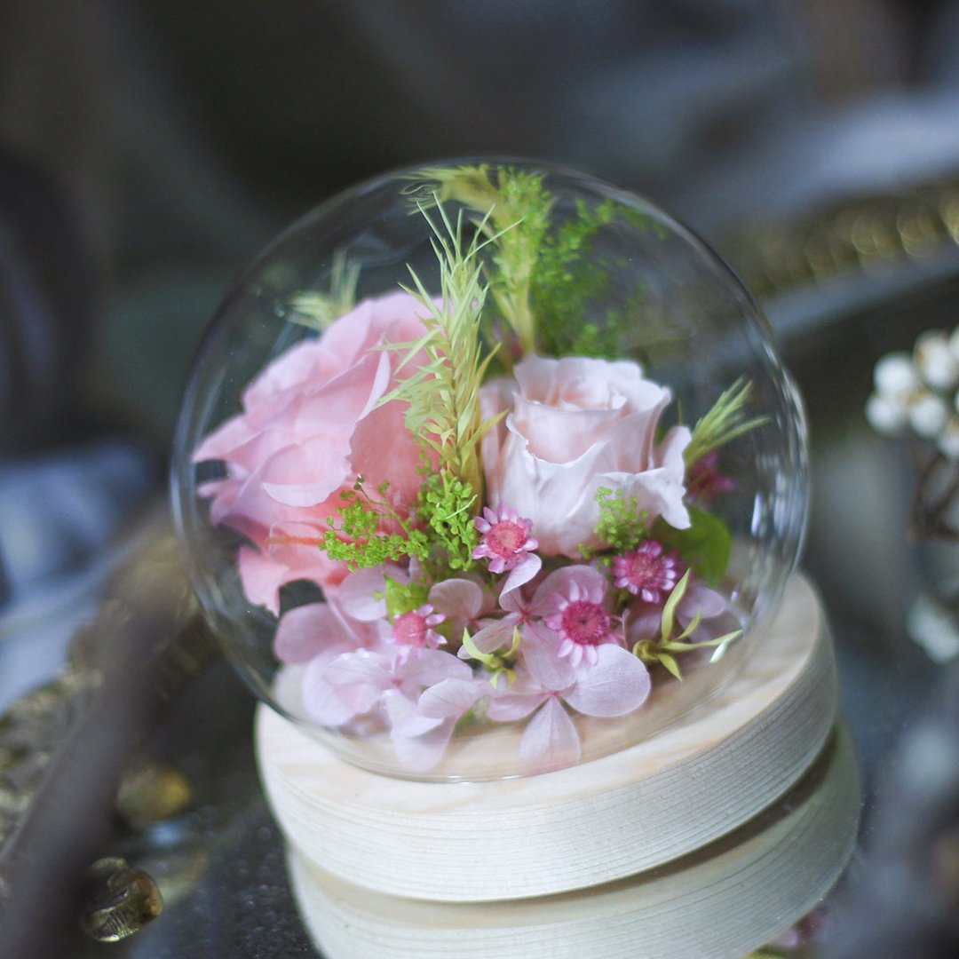 永生花玻璃罩盅 爱的泡泡 定制不凋花玫瑰花花礼 干燥花 - 干燥花/捧花 - 植物．花 多色
