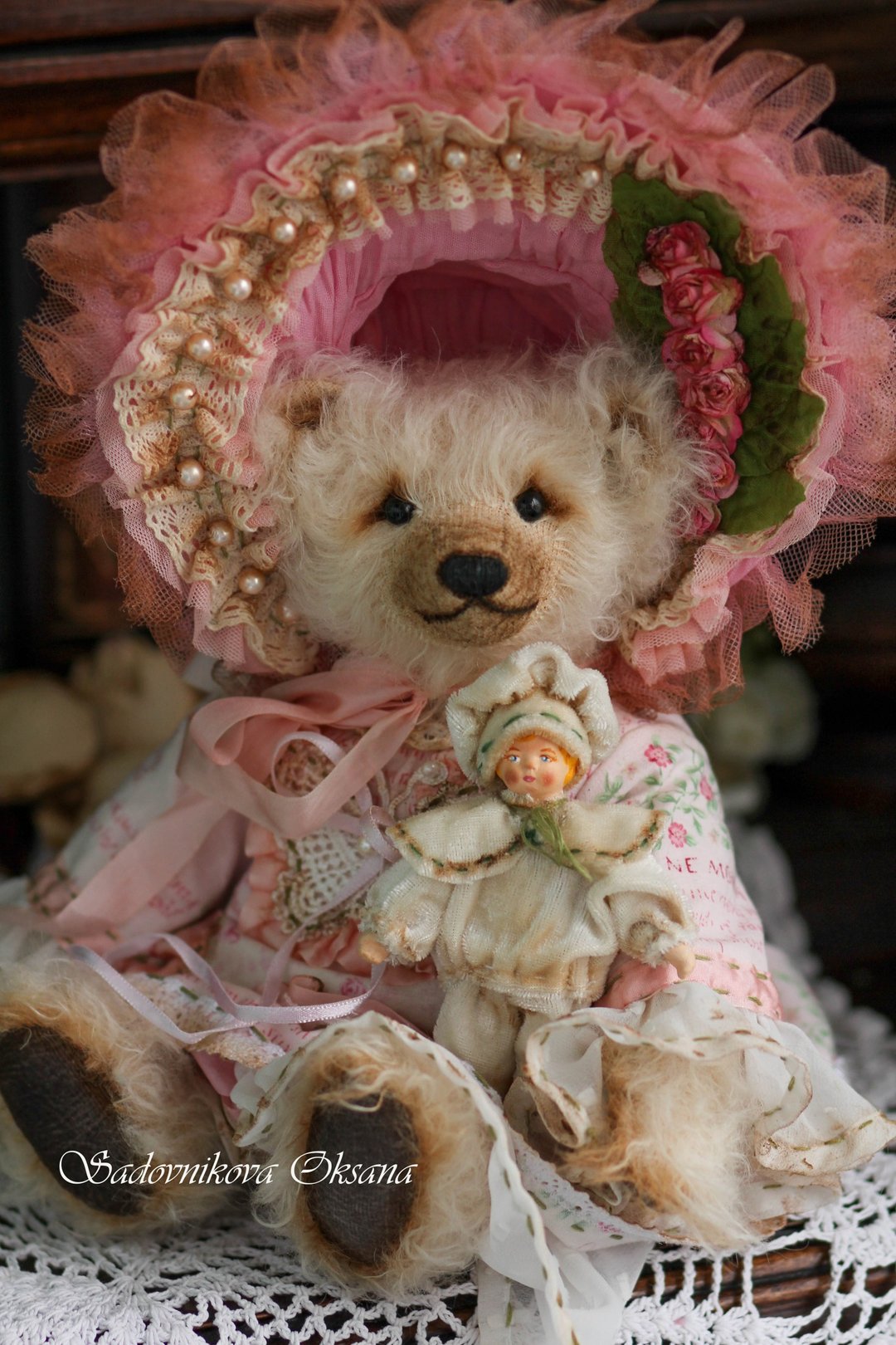 Handmade Collectible Teddy Bear OOAK Vintage plushinnes toy gift home decor art - 玩偶/公仔 - 其他材质 多色
