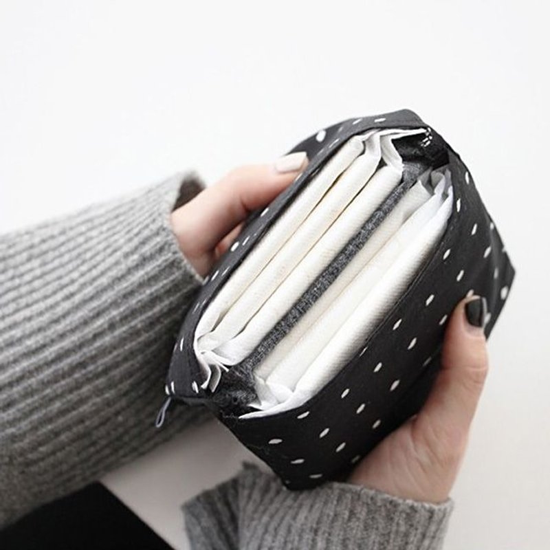 iconic 女孩私密收纳折叠包卫生棉包-点点黑,ICO87984 - 其他 - 棉．麻 黑色