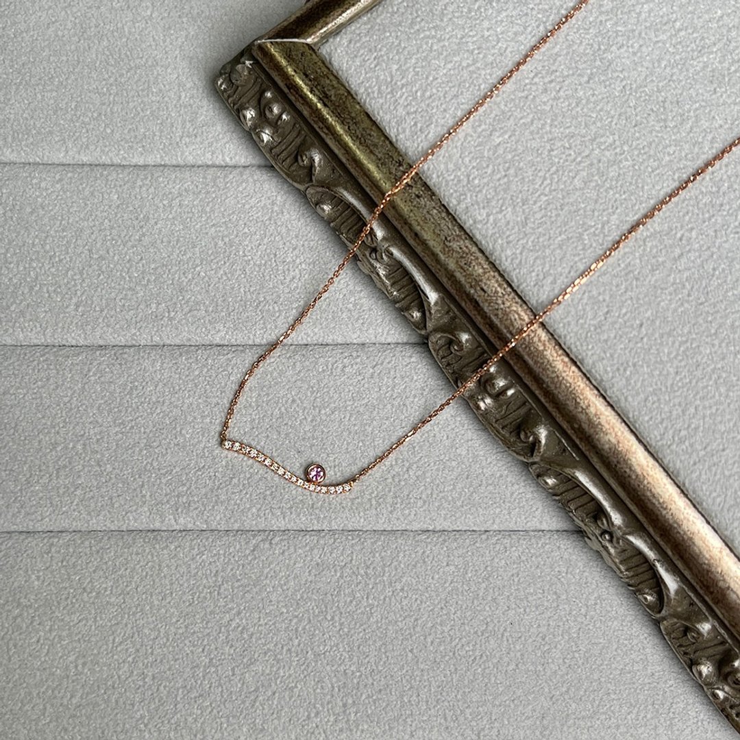 18K钻石粉红刚玉项链 - 项链 - 贵金属 