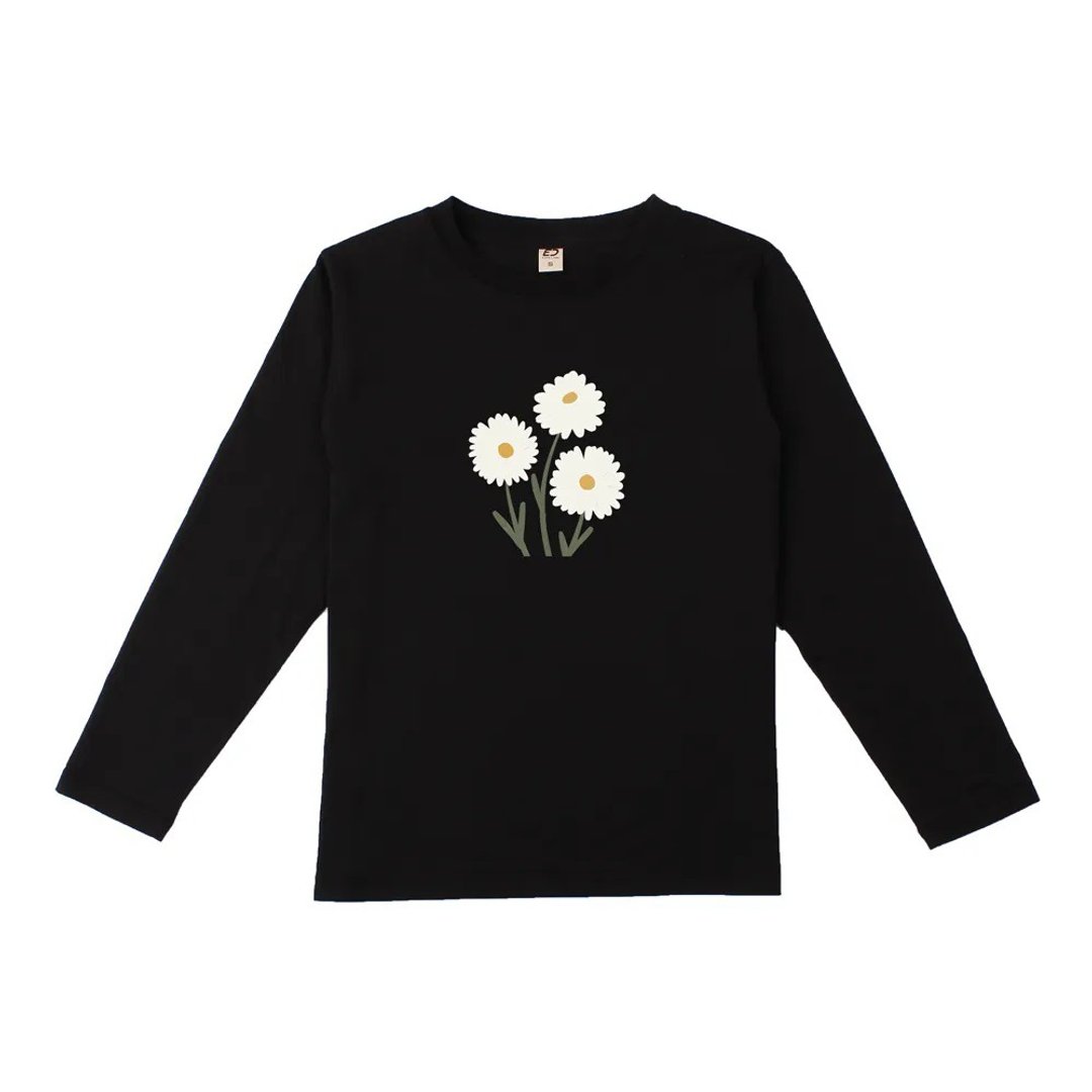 订购【秋日雏菊】长 T/女上衣/男上衣/T-Shirt - 女装 T 恤 - 棉 黑色