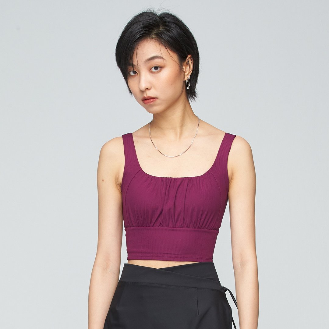不可退换 /凉感抽皱Bra背心(女)-霓虹紫 - 女装背心 - 尼龙 紫色