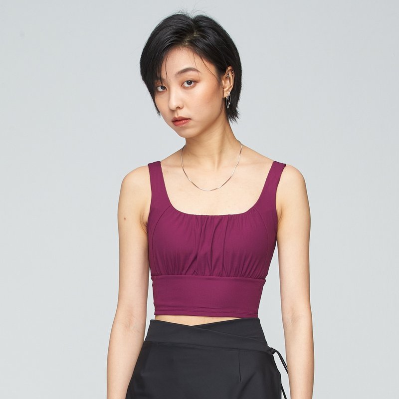 不可退换 /凉感抽皱Bra背心(女)-霓虹紫 - 女装背心 - 尼龙 紫色