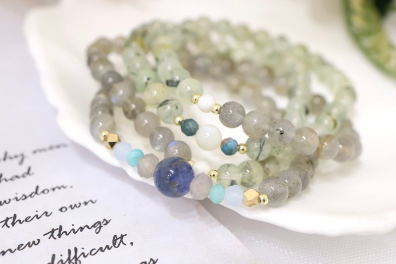 【108颗念珠系列】月光石+葡萄玉 念珠多圈手串 - 手链/手环 - 水晶 多色