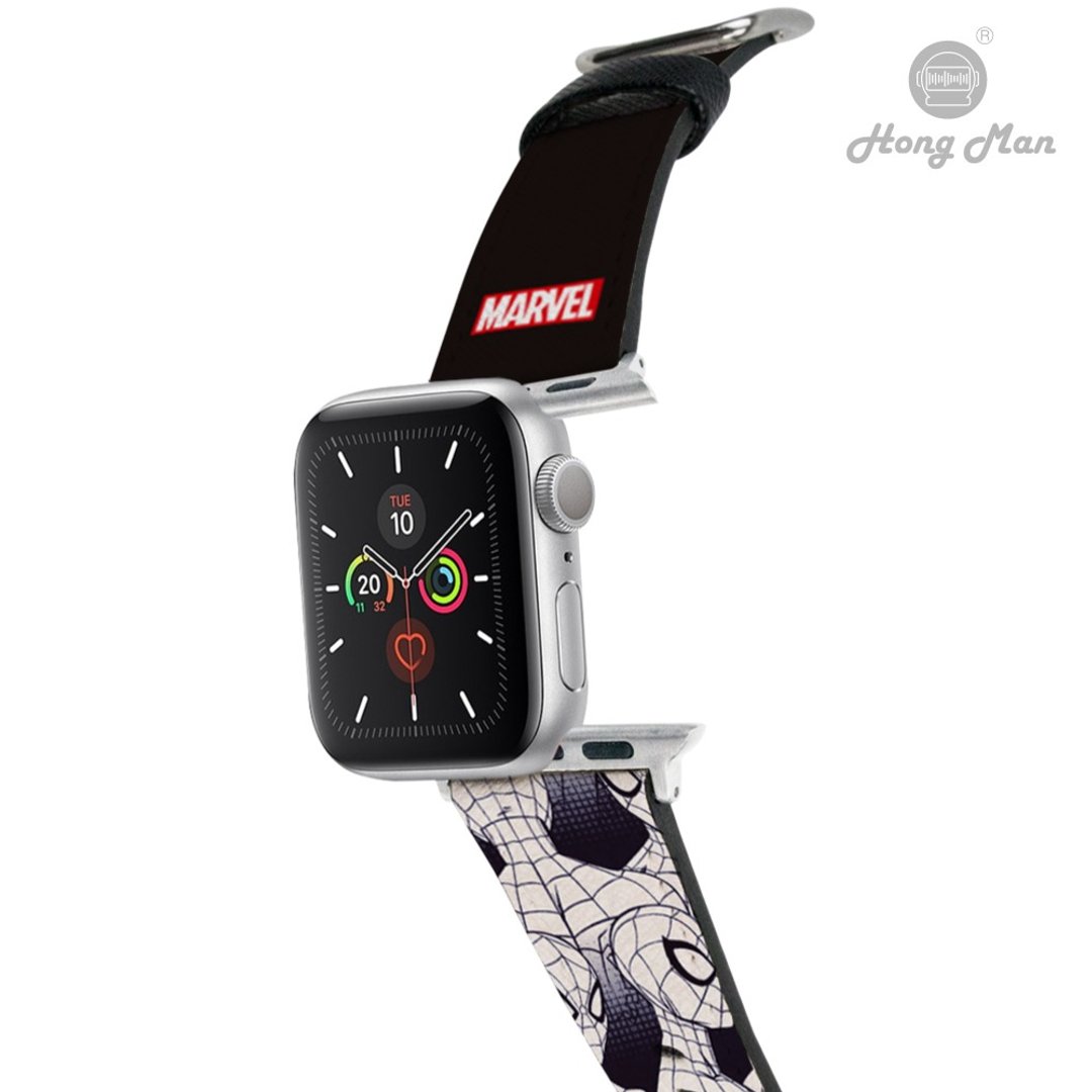 【Hong Man】漫威系列 Apple Watch 皮革表带 黑白蜘蛛人 - 表带 - 人造皮革 黑色