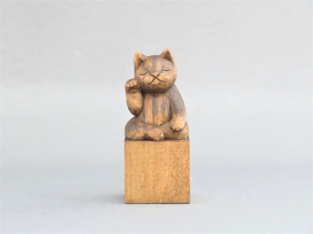 Wood carving Cat Buddha 2001 - 摆饰 - 木头 咖啡色