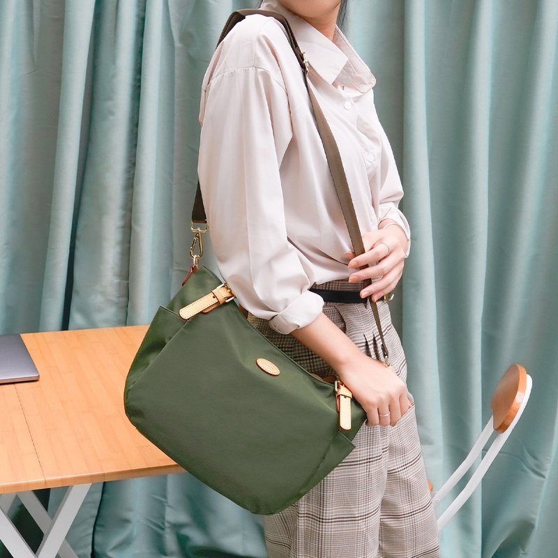 知性美学通勤两用托特包82486(经典绿) - 侧背包/斜挎包 - 尼龙 绿色