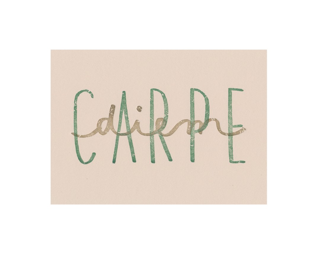 CARPE diem - 5x7 Letterpress Print - 海报/装饰画/版画 - 纸 卡其色