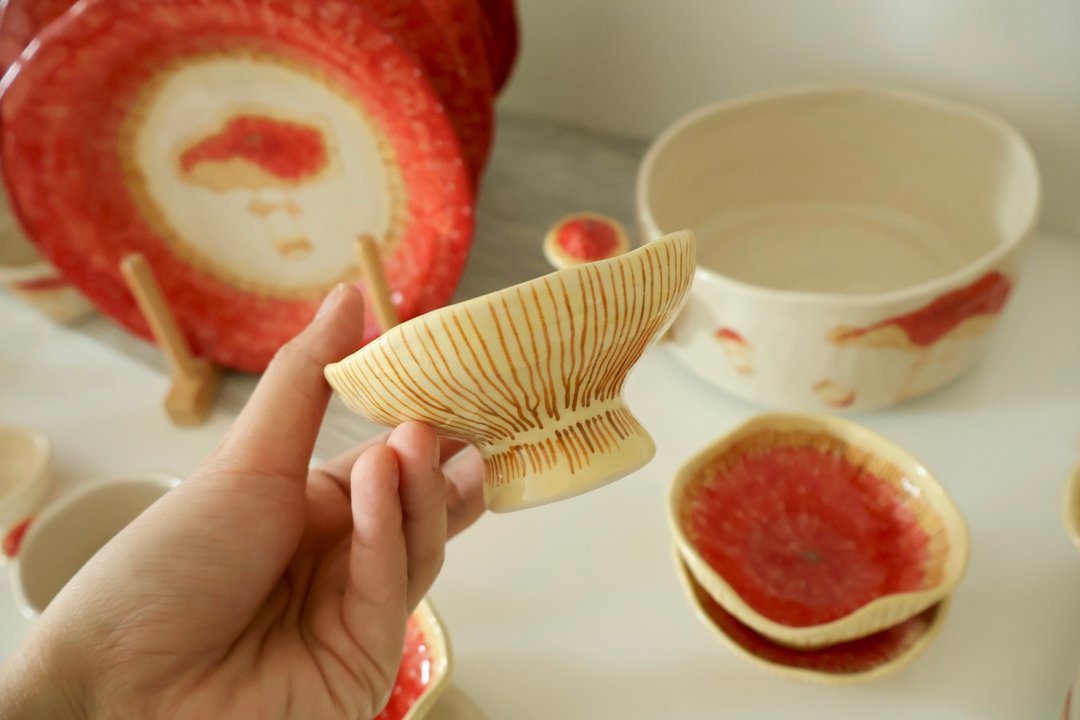 蘑菇酱盘 - 花瓶/陶器 - 陶 红色