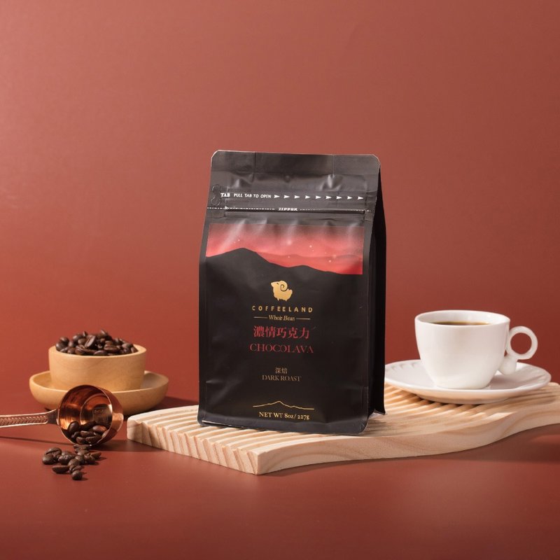 COFFEELAND | 浓情巧克力-咖啡豆金萃风味(深焙)(半磅227公克/包 - 咖啡 - 新鲜食材 蓝色