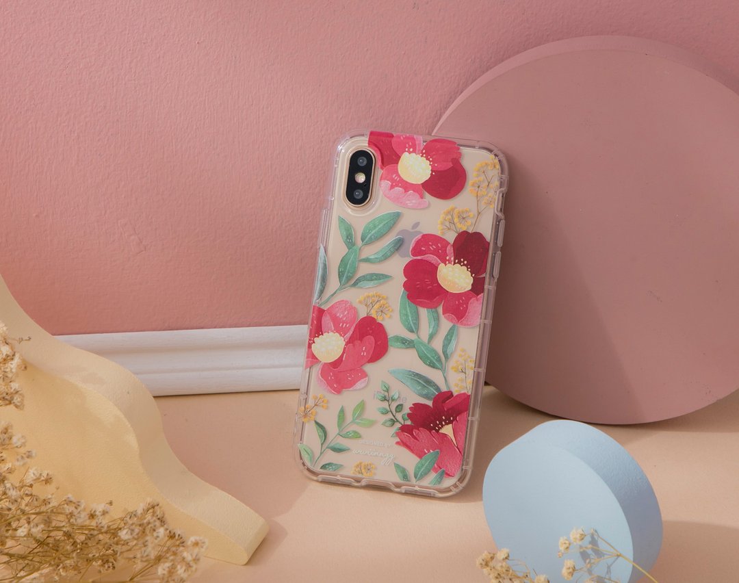 iPhone透明空压手机壳-桩花朵朵 - 手机壳/手机套 - 塑料 红色