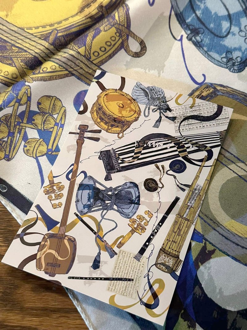 50cm 方形_丝绸丝巾_日本乐器图案 丝绸丝巾 ChristalART - 丝巾 - 其他材质 多色