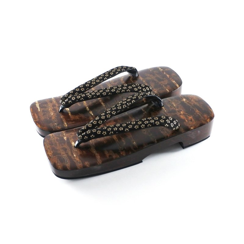 Birch work Ukon geta genuine seal thong - 拖鞋 - 木头 黑色