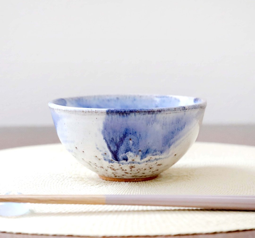 白釉青金石描金饭碗 - 碗 - 陶 蓝色