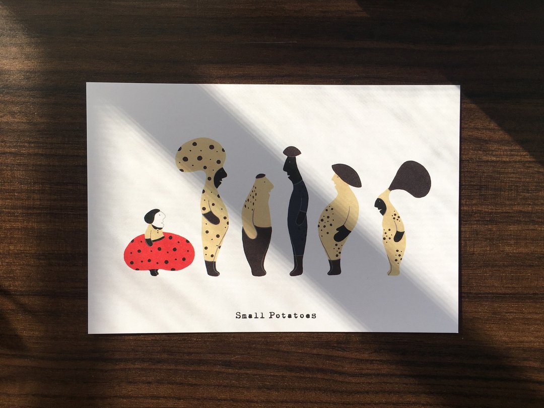 Small Potatoes 明信片/菇菇/真菌家族 - 卡片/明信片 - 纸 白色