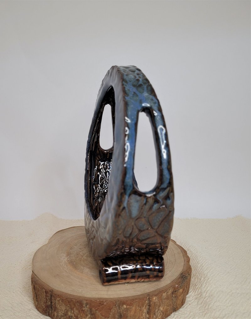 圆月型花器/圆形中空花器 - 花瓶/陶器 - 陶 