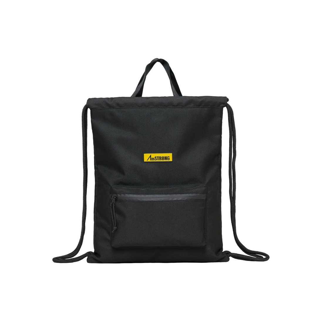 【型动探索】02-DRAWSTRING BAG 索绳包 黑色 - 束口袋双肩包 - 聚酯纤维 黑色