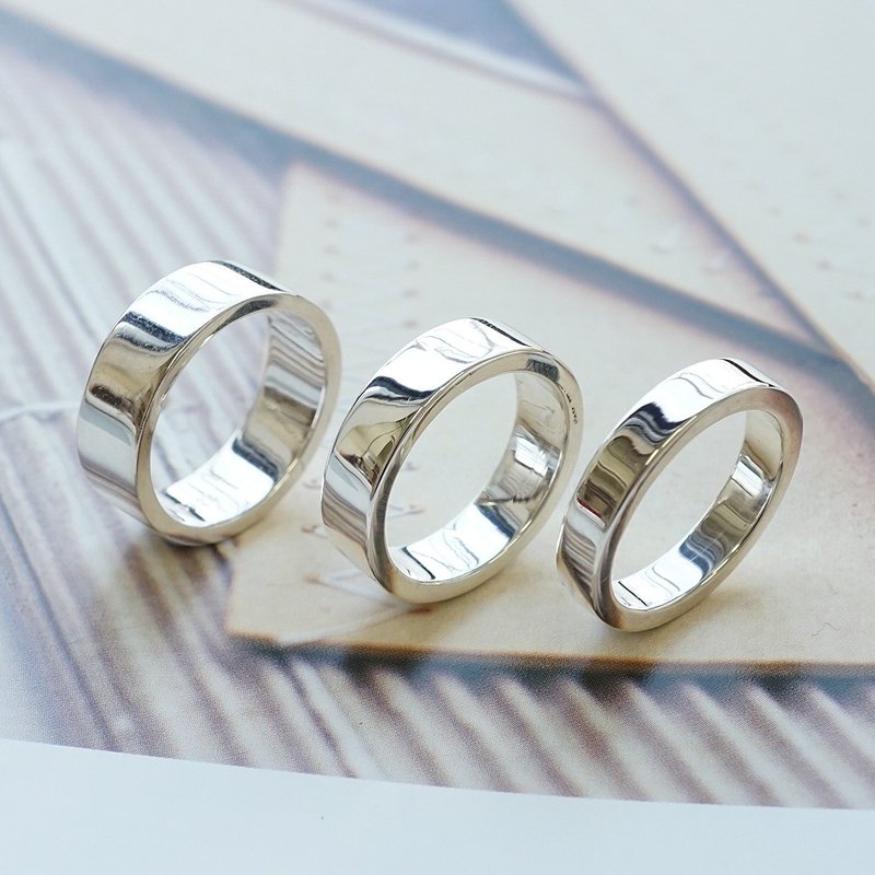 简约 纯银 单戒指(4/6/7mm) 925银饰(单只价) - 戒指 - 纯银 银色