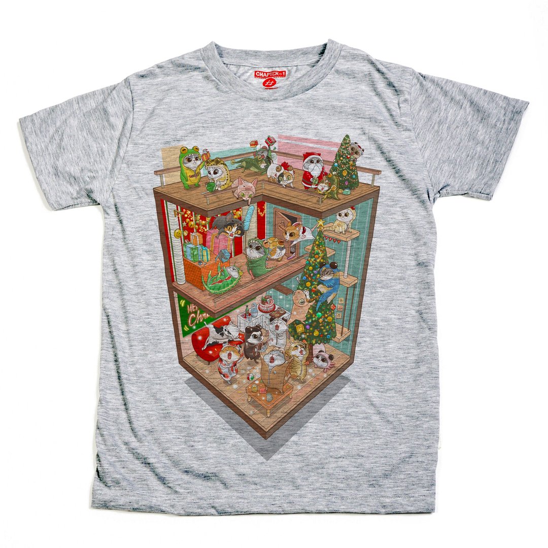 T-shirt 短袖 Chapter One 新年猫 男女皆宜 棉混纺 柔软舒适 - 男装上衣/T 恤 - 棉 白色