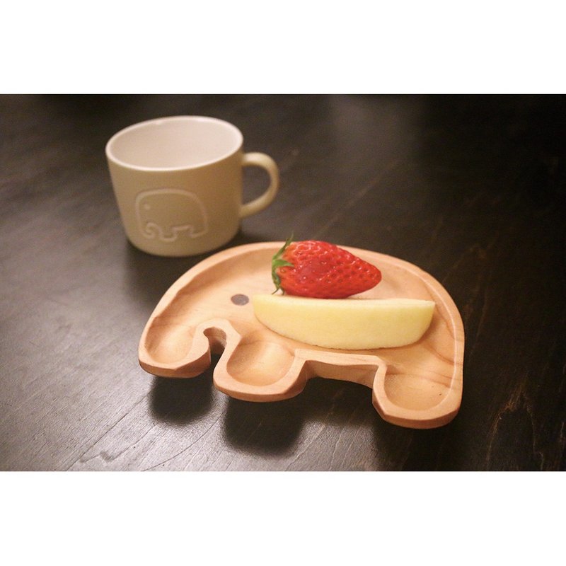 【SPICE】日本 PETIT'S MAMAN 天然松木 儿童餐盘-大象 - 儿童餐具/餐盘 - 木头 多色
