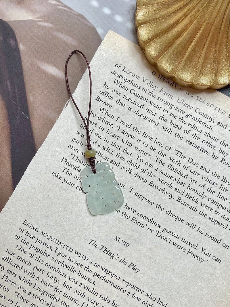 冰白大福吊饰  玉   jade |天然缅甸翡翠 - 吊饰 - 玉石 金色