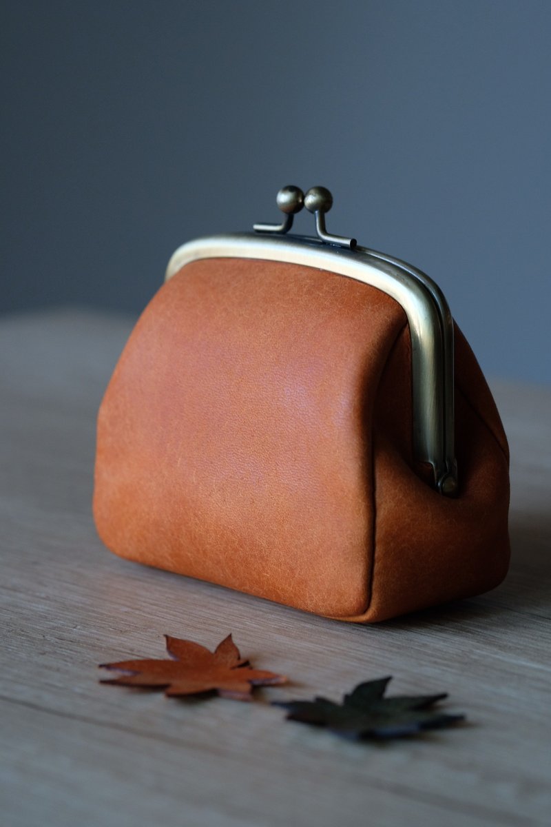 复古口金包【Pueblo 栗子棕】 - 零钱包 - 真皮 咖啡色